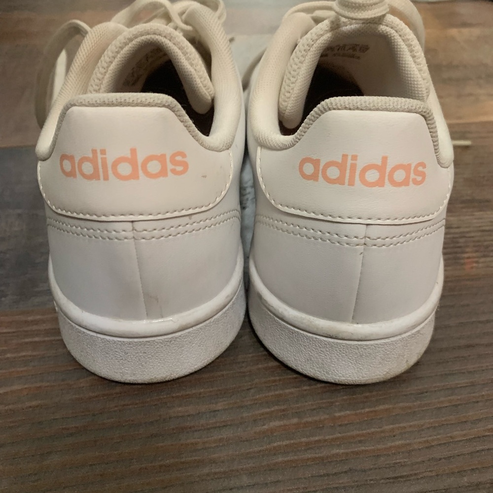 Adidas White Sneakers with Coral Accents
